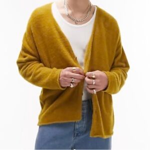 Topman Mustard Yellow/Brown Cardigan Sweater. Size M.